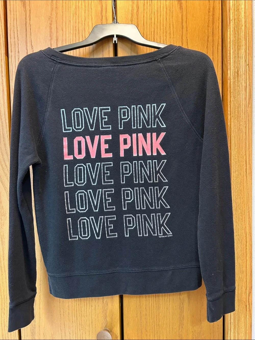 PINK Victoria's Secret Black V-Neck Sweater with Pink '86'